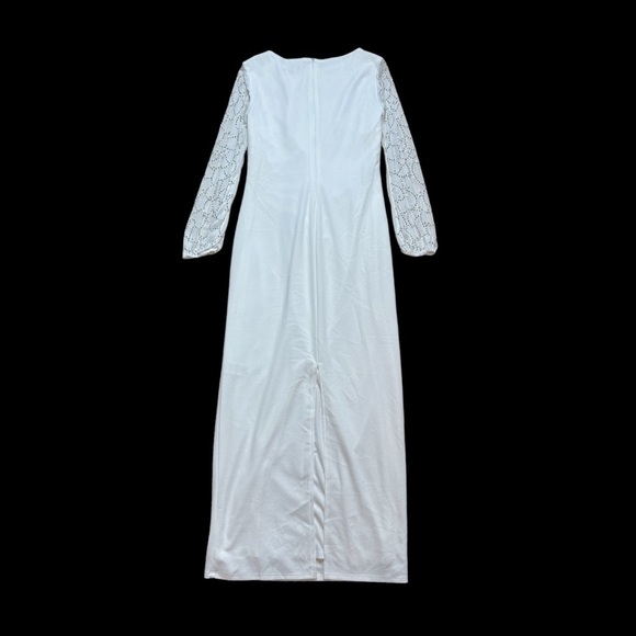 Marina White Boat Neck Embellished Long Sleeve Gown US 10 - Picture 11 of 11